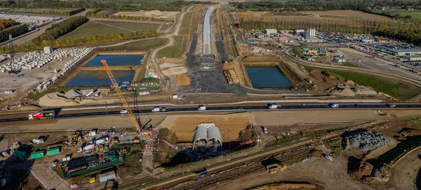 The Chipping Warden Green Tunnel construction site in Northamptonshire.
