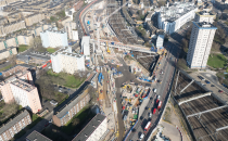 Aerial view of the Euston Approaches heading north.