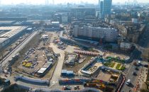 Aerial view of HS2's Euston station site in London.