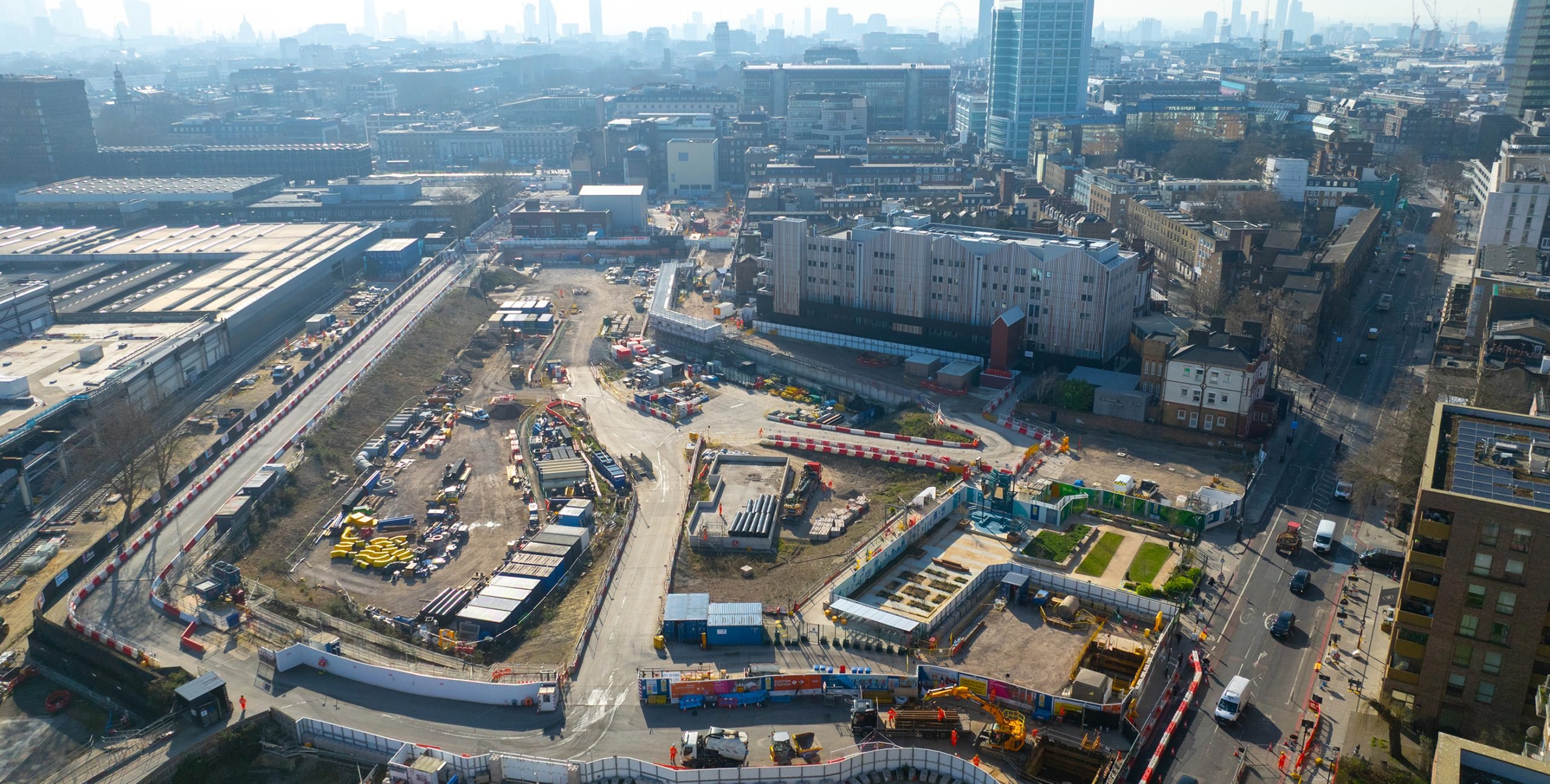Aerial view of HS2's Euston station site in London.