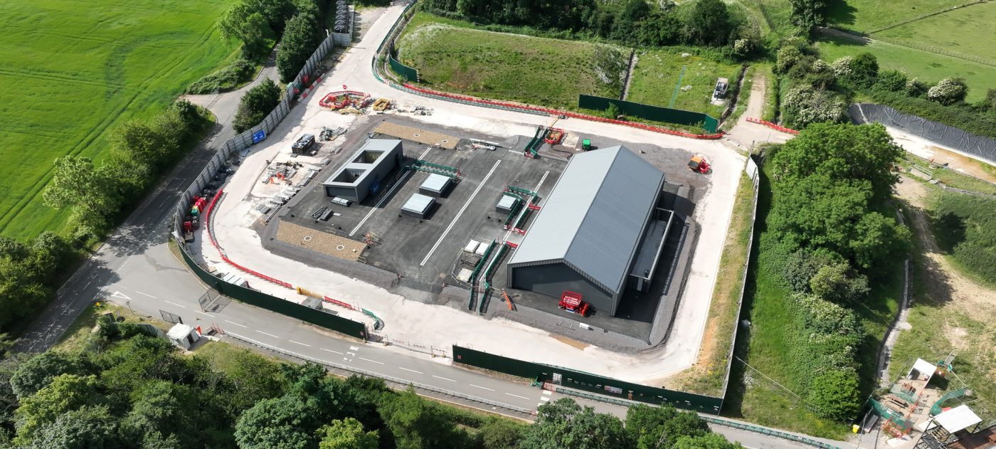 Aerial view of Chalfont St Peter headhouse for Chiltern tunnel.