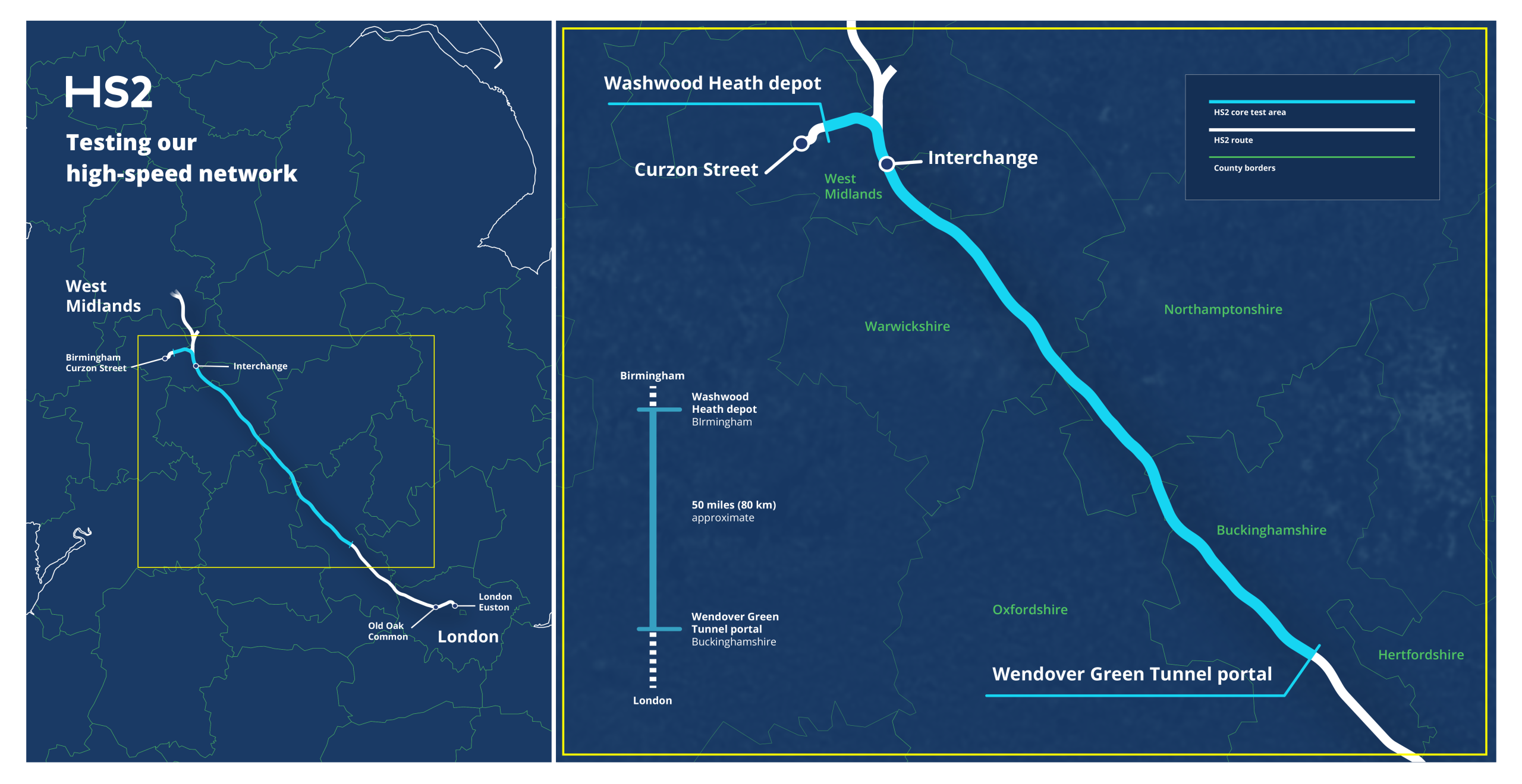 Test area map: the core test area will be around 50 miles in length.