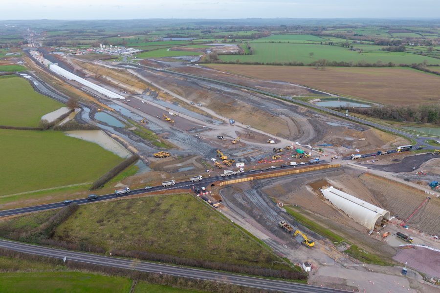 Aerial view of the Greatworth tunnel and the B4525.