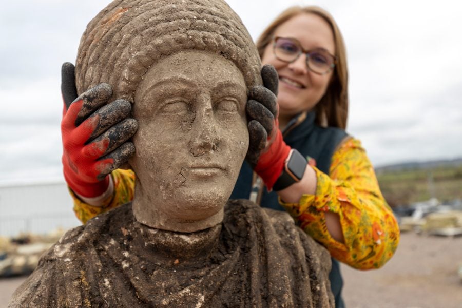 A complete bust of female Roman statue, an artefact found from St Mary’s archaeological dig.