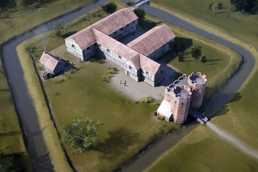 A CGI reconstruction of Coleshill Manor.