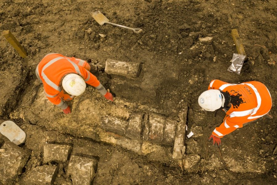 Archaeologists working on excavating St Mary’s church.