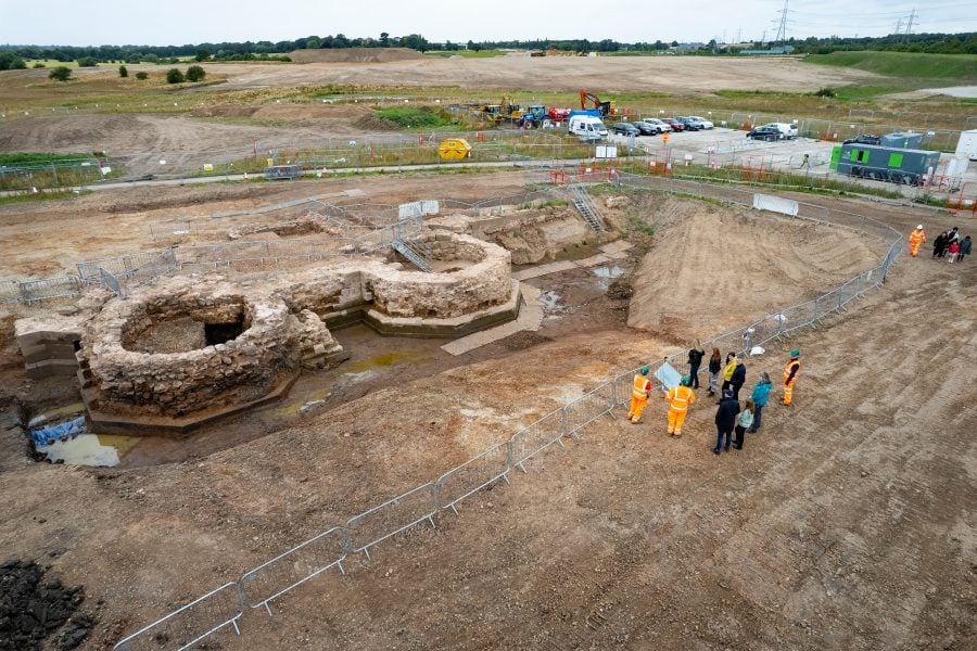 HS2 excavation of Coleshill Manor and gatehouse.
