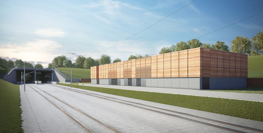 Artist's impression  of the South Portal and portal building.