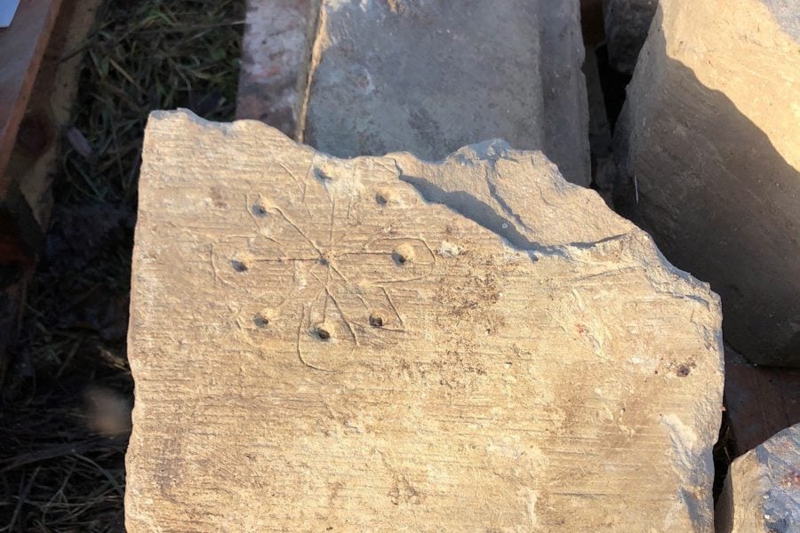 Medieval graffiti and markings found on stones discovered during the St Mary’s archaeological dig.