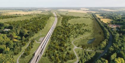 Artist's impression of the high-speed railway in the Colne Valley.