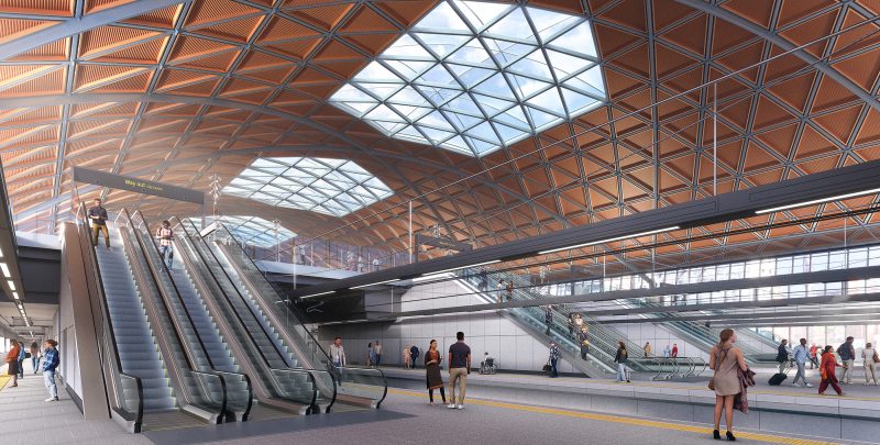 Curzon Street station - platform view showing large rooflights