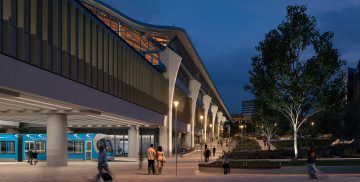 Thumbnail 17 of Visualisation showing a tram passing under the new Curzon Street station