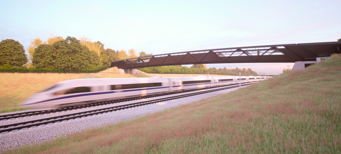 Artist impression showing footbridge design for rural Buckinghamshire, Oxfordshire and West Northants