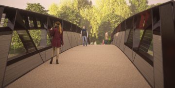 Thumbnail 2 of Artist impression showing footbridge design for rural Buckinghamshire, Oxfordshire and West Northants - by HS2 main works contractor EKFB working with designers ASC and architects Moxon.