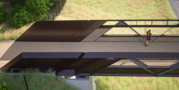 Thumbnail 4 of Artist impression showing footbridge design for rural Buckinghamshire, Oxfordshire and West Northants - by HS2 main works contractor EKFB working with designers ASC and architects Moxon.