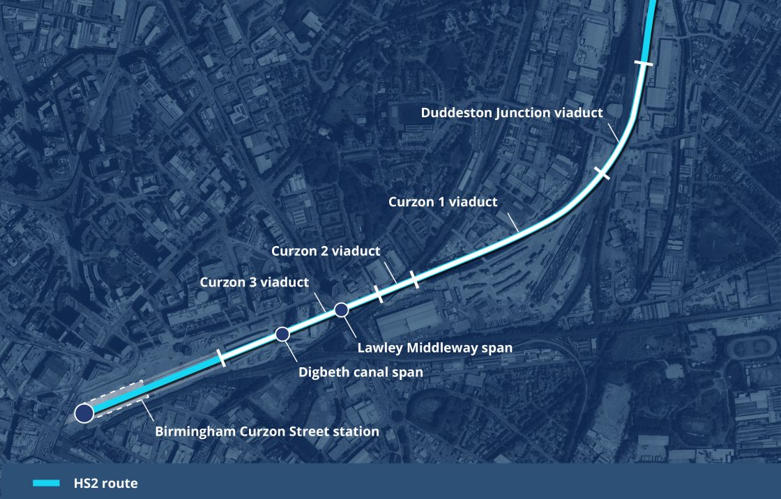 Map layout of Curzon Street approach viaducts.