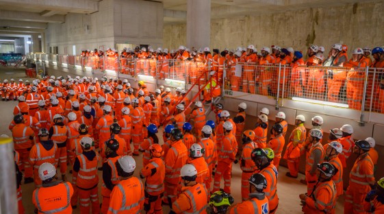 Operatives at Safety Stand Up at Old Oak Common 2026.